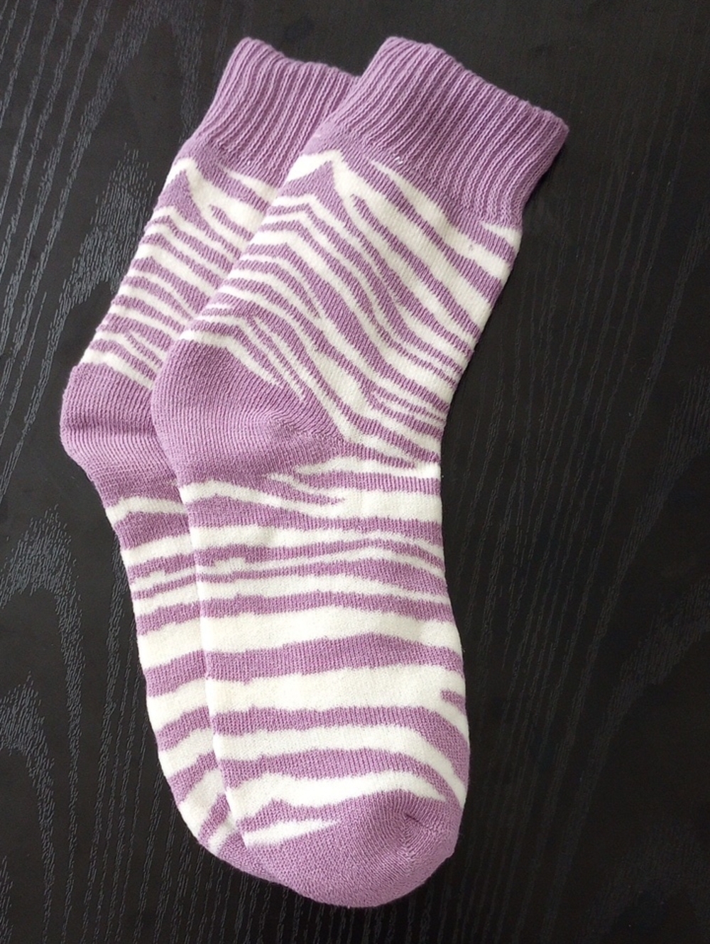 Lavender Purple White Zebra Stripe Casual Patterned Socks
